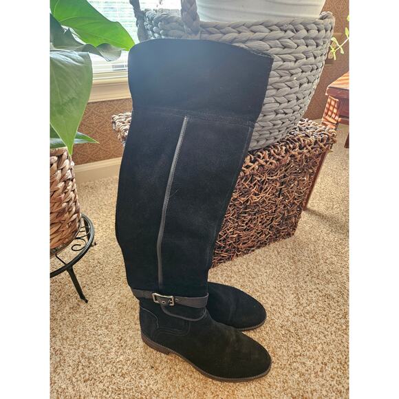 Franco Sarto Black Suede Knee-High Boots – Size 8 - Picture 6 of 8